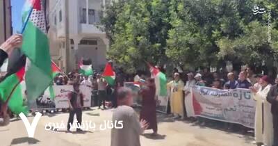 راهپیمایی مراکشی‌ها در حمایت از غزه+ فیلم